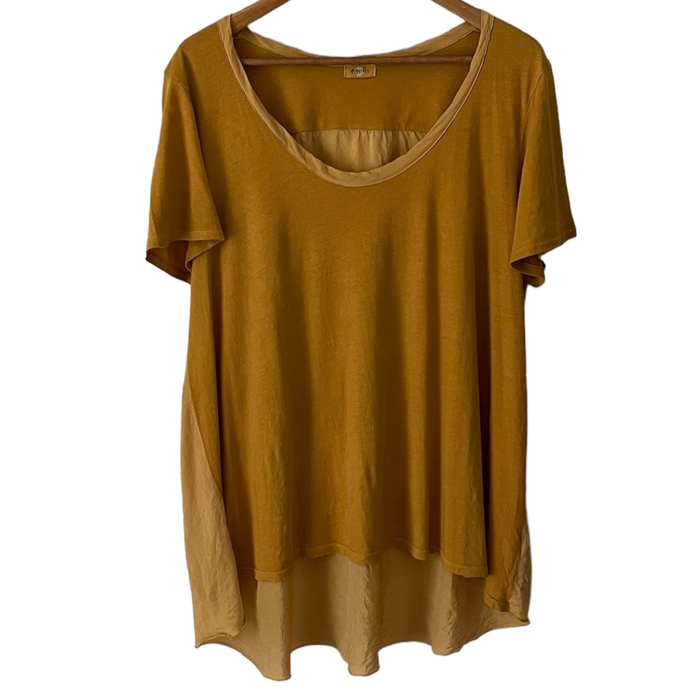 CP Shades Earth Yellow Golden Colored Cotton/Silk Flowy Tee Size Large